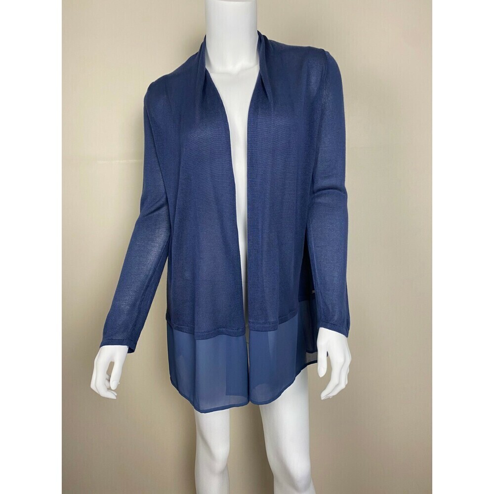 T. Tahari Women's Knit Open Cardigan long sleeve in Navy Size S NWT